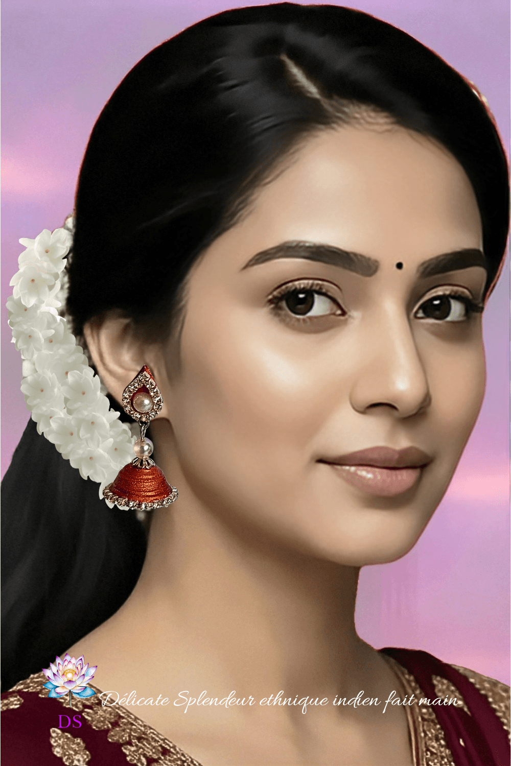 Djimiki Goutte Cuivré Simple - Boucles d'oreilles Délicate Splendeur - Portées par Dévi