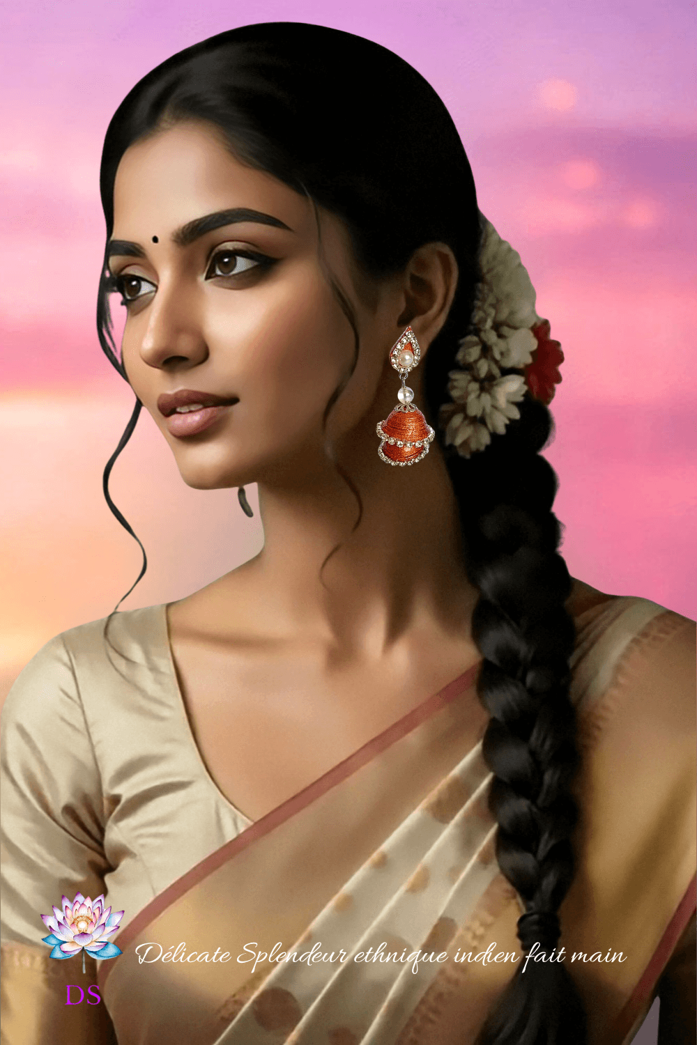 Djimiki Goutte Cuivré Double - Boucles d'oreilles Délicate Splendeur - Portées par Dévi